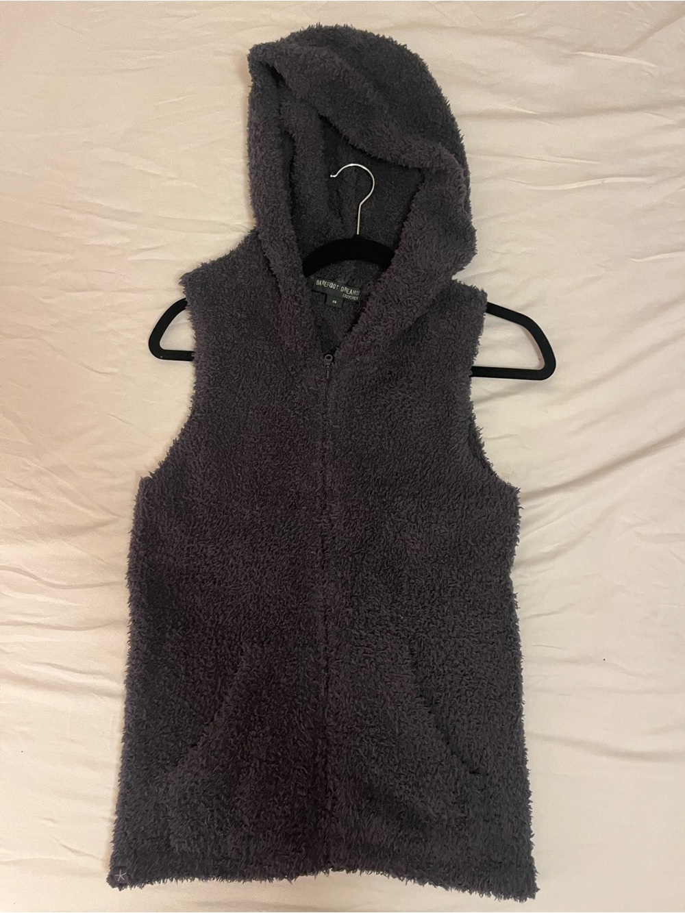 Barefoot Dreams Hooded Sherpa Vest in Charcoal